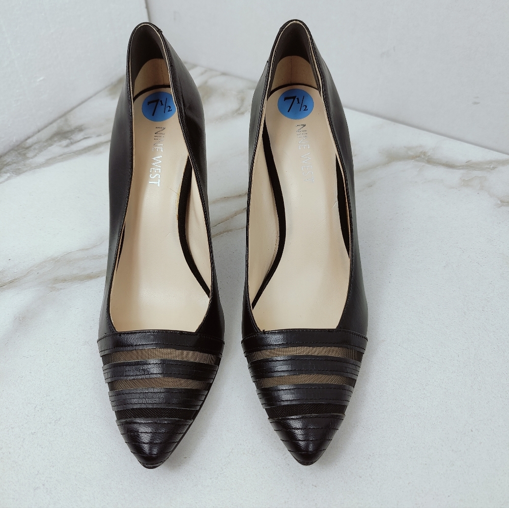 Nine West Balder Striped Mesh Toe Pumps Heels, Sz 7.5 - Picture 3 of 10